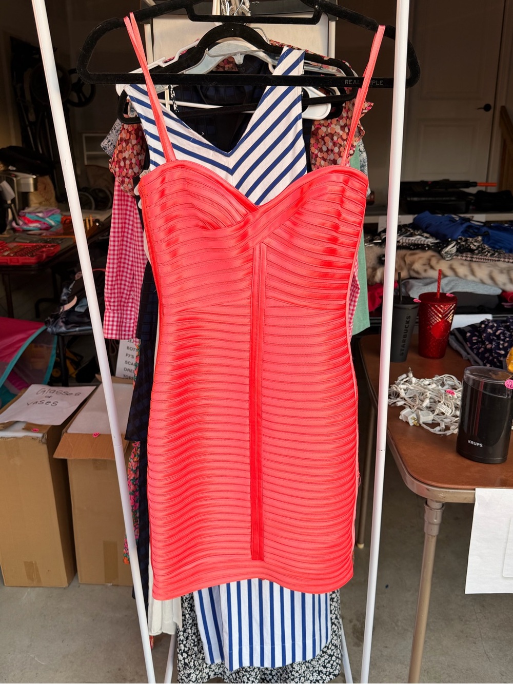 BCBGMaxAzria Coral-Pink Bandage Mini Dress